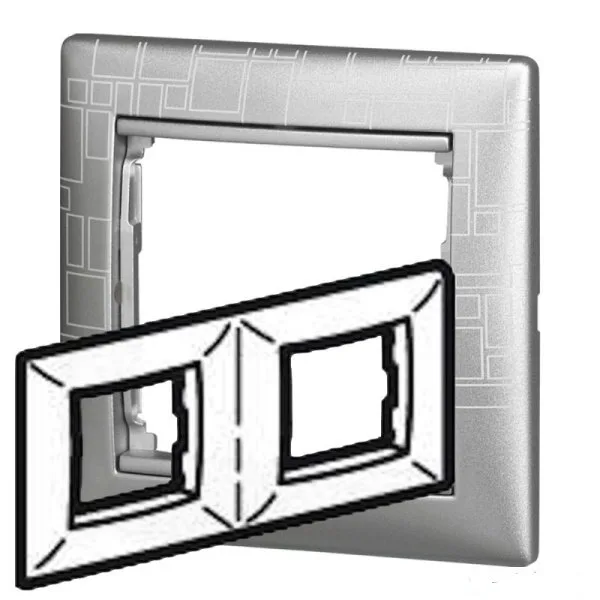 VALENA Рамка 2 поста горизонтальная алюминий модерн Legrand 770342