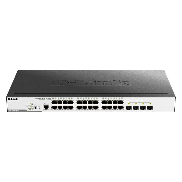 Коммутатор управляемый L2 PoE 24 порта PoE 10/100/1000 Мб/с, 4хSFP d-link dgs-3000-28lp/b1a