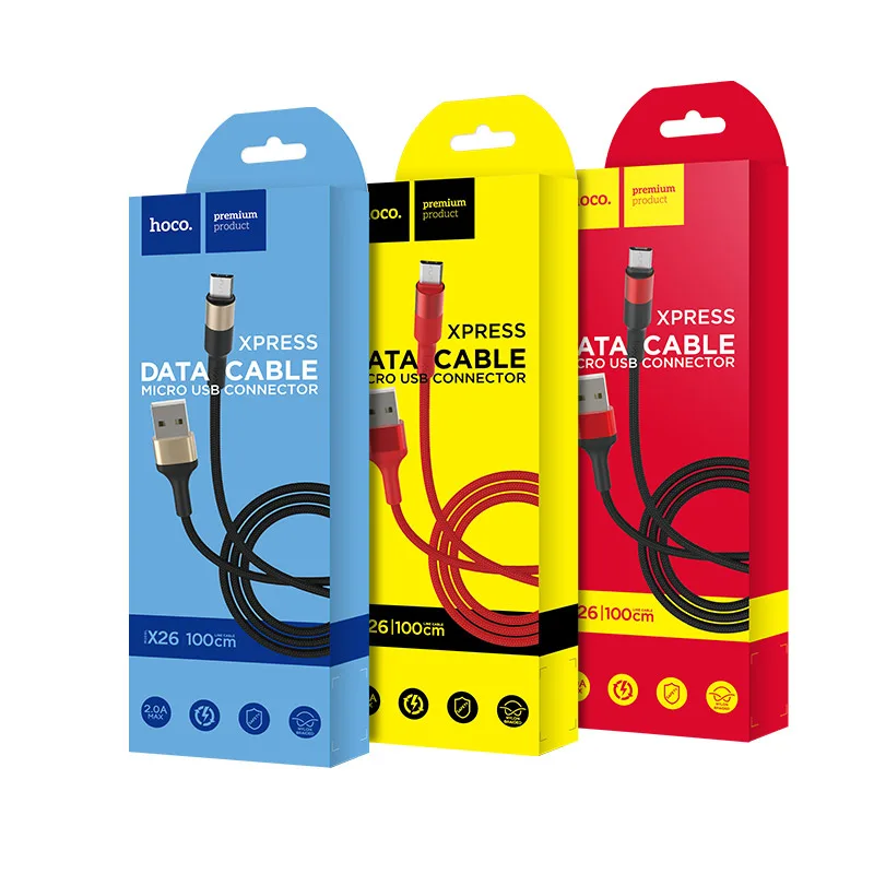 Micro USB кабель hoco X26, золотой, 1 м