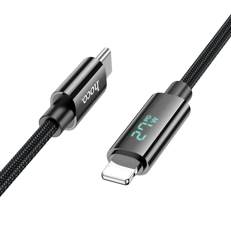 USB C - Lightning 27Вт кабель hoco U125 с дисплеем 6942007611879