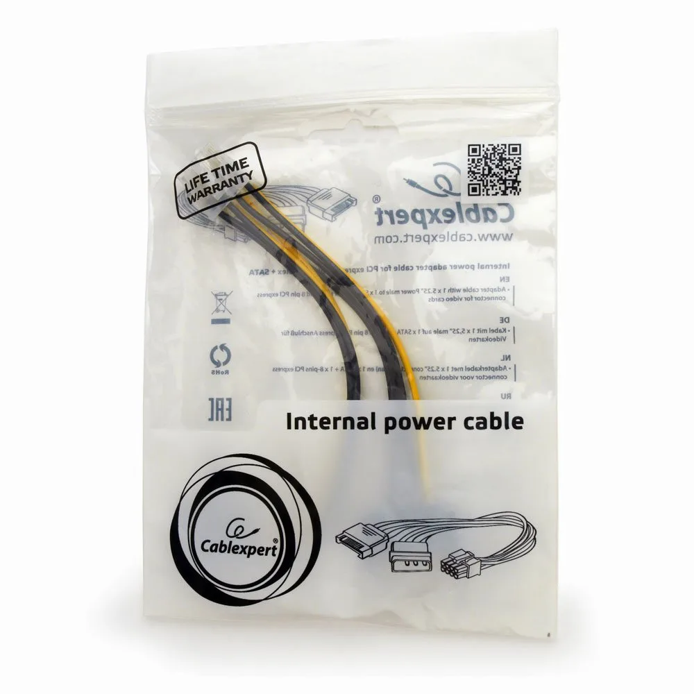 Разветвитель питания Cablexpert, Molex+SATA->PCI-Express 8pin
