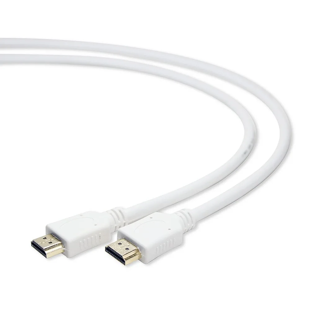 Кабель HDMI Cablexpert CC-HDMI4-W-1M, 1м, v2.0, 19M/19M, белый, позол.разъемы, экран, пакет