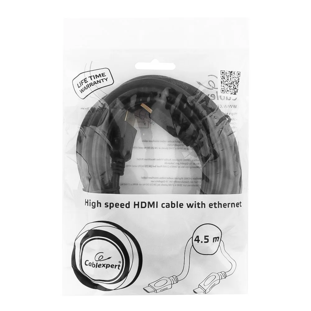 Кабель HDMI CC-HDMI4L-15, 4.5м, v1.4, серия Light, черный, позол.разъемы, экран, пакет