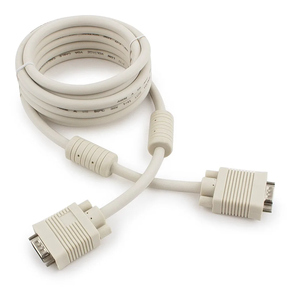 Кабель VGA Premium Cablexpert CC-PPVGA-10, 15M/15M, 3.0м, двойной экран, феррит.кольца, пакет
