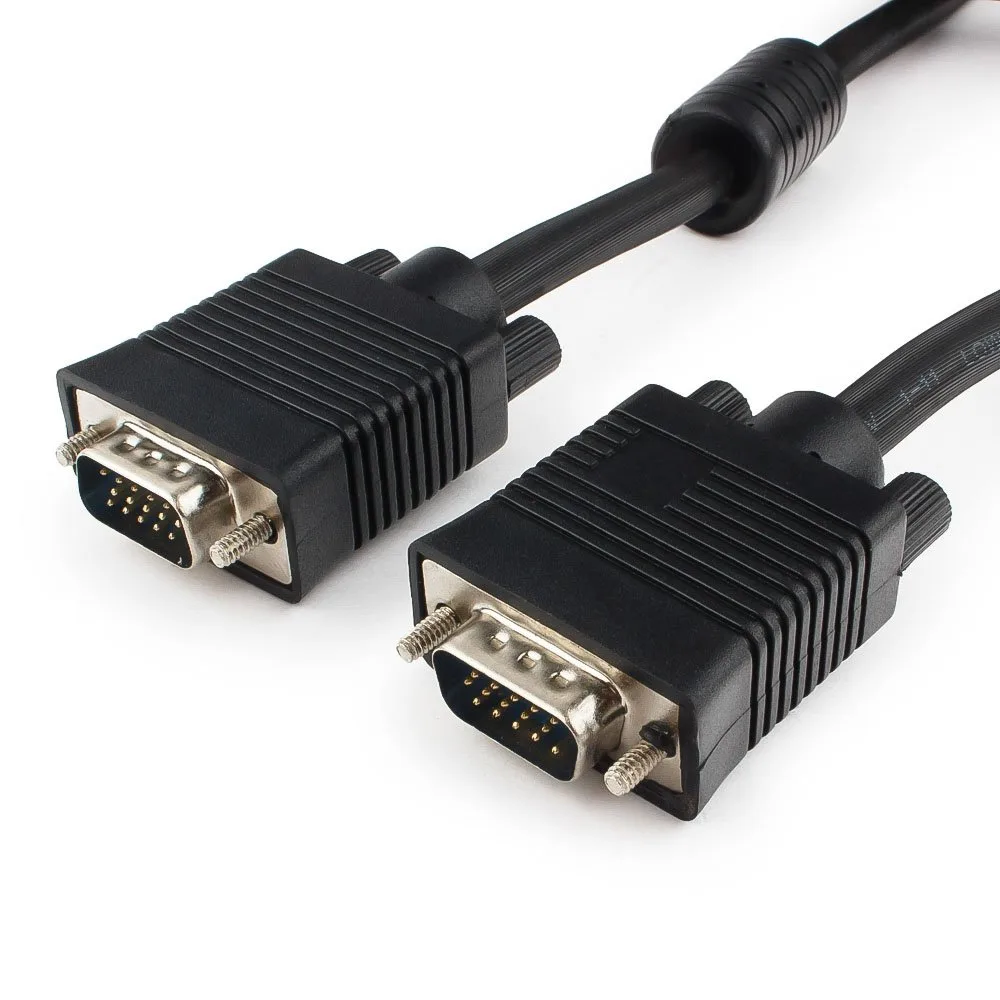 Кабель VGA Premium Cablexpert CC-PPVGA-20M-B, 15M/15M, 20м, черный, двойной экран, феррит.кольца, пакет