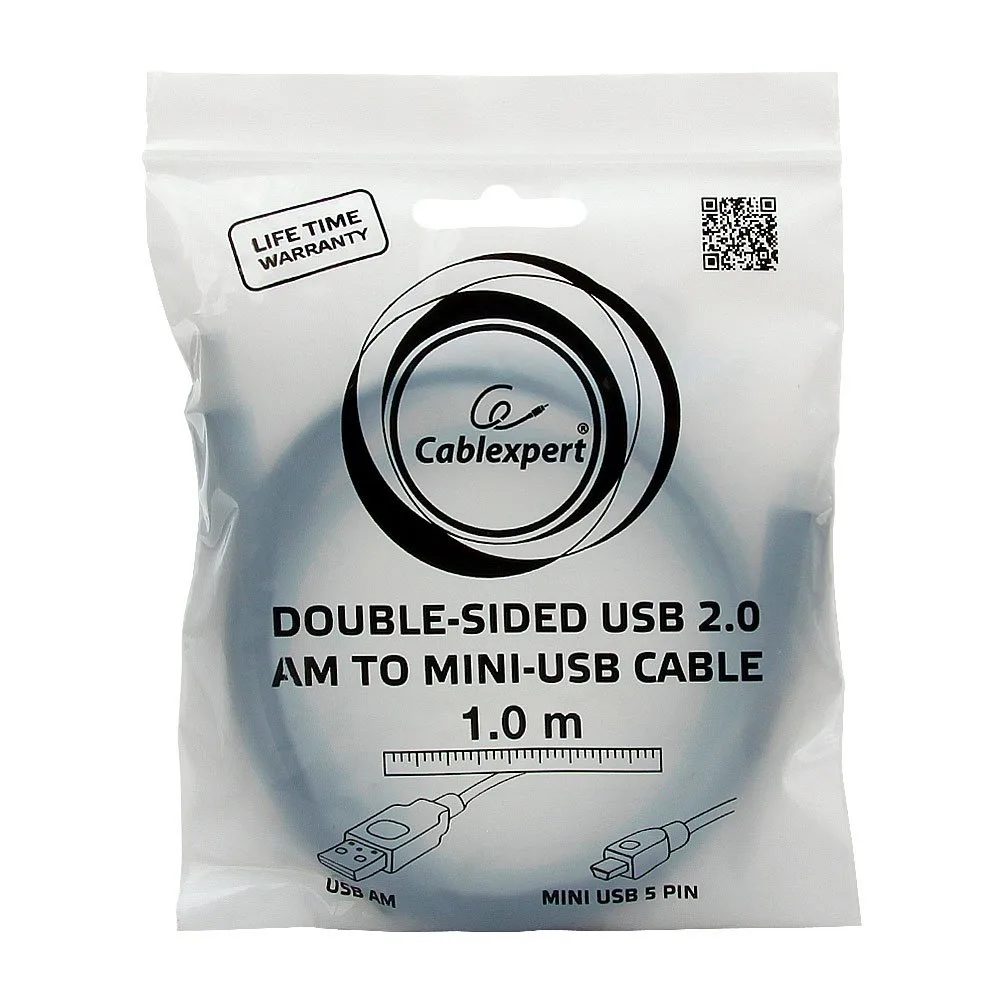 Кабель USB 2.0 Cablexpert CC-5PUSB2D-1M, мультиразъем USB, AM/miniB 5P, 1м, пакет