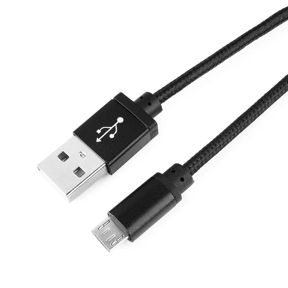 Кабель USB 2.0 Cablexpert CC-mUSB2bk1m, AM/microBM 5P, 1м, нейлоновая оплетка, алюминиевые разъемы, черный, пакет