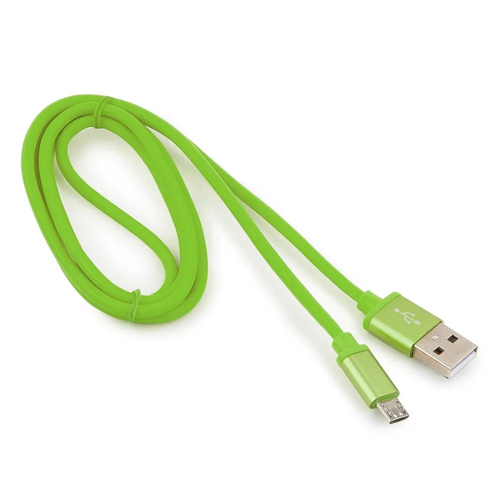 Кабель USB 2.0 Cablexpert CC-S-mUSB01Gn-1M, AM/microB, серия Silver, длина 1м, зеленый, блистер