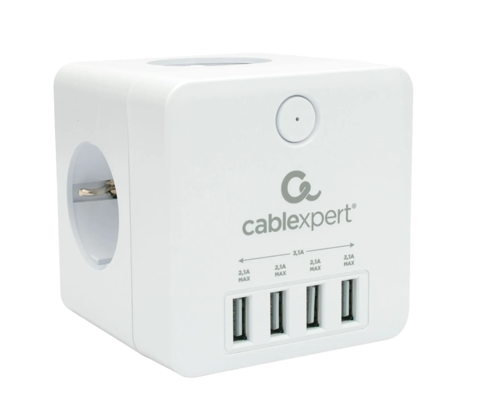 Сетевой фильтр с USB Cablexpert CUBE-4-U4-W