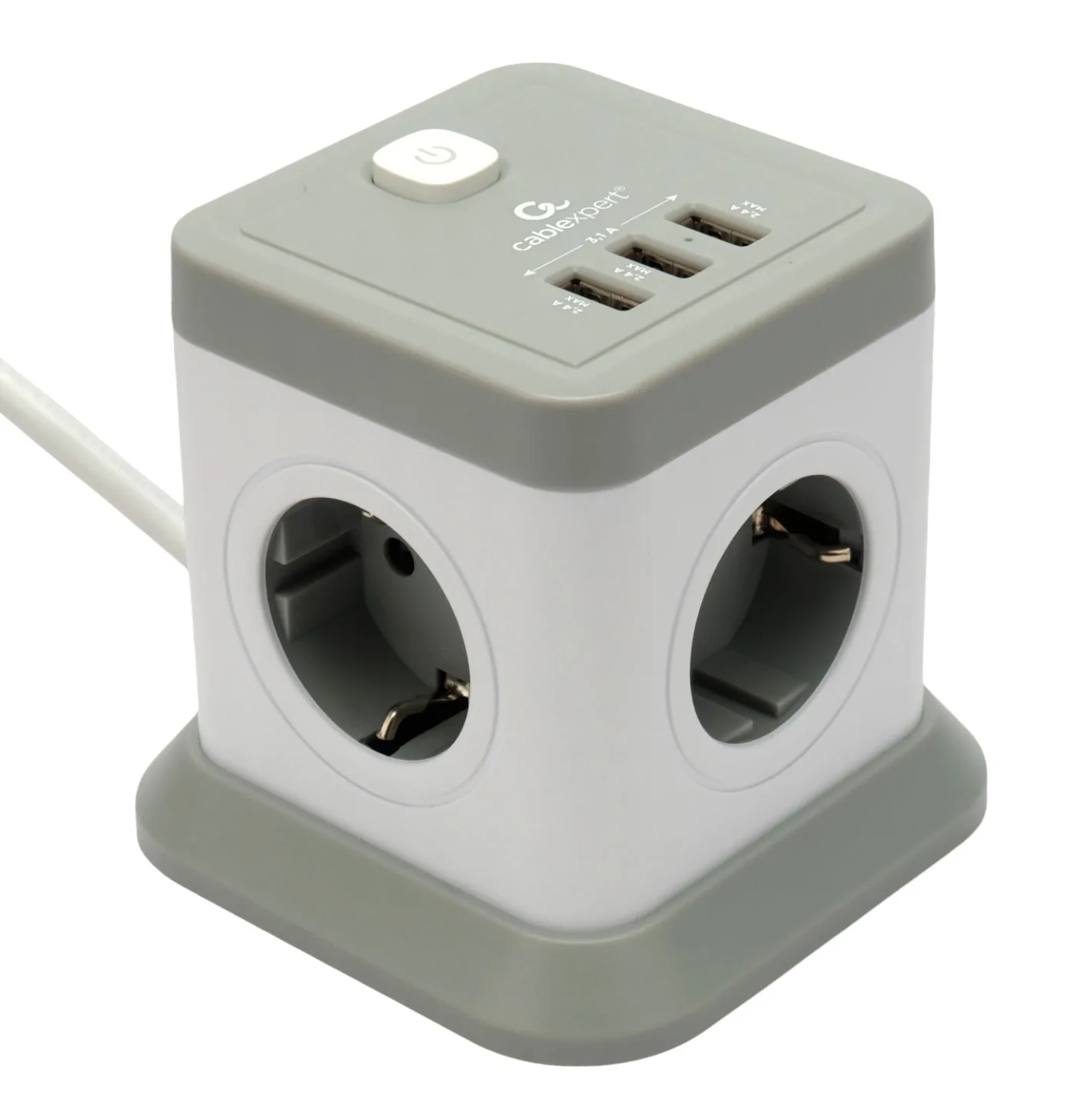 Сетевой фильтр с USB Cablexpert TWR-4-U3-W-2