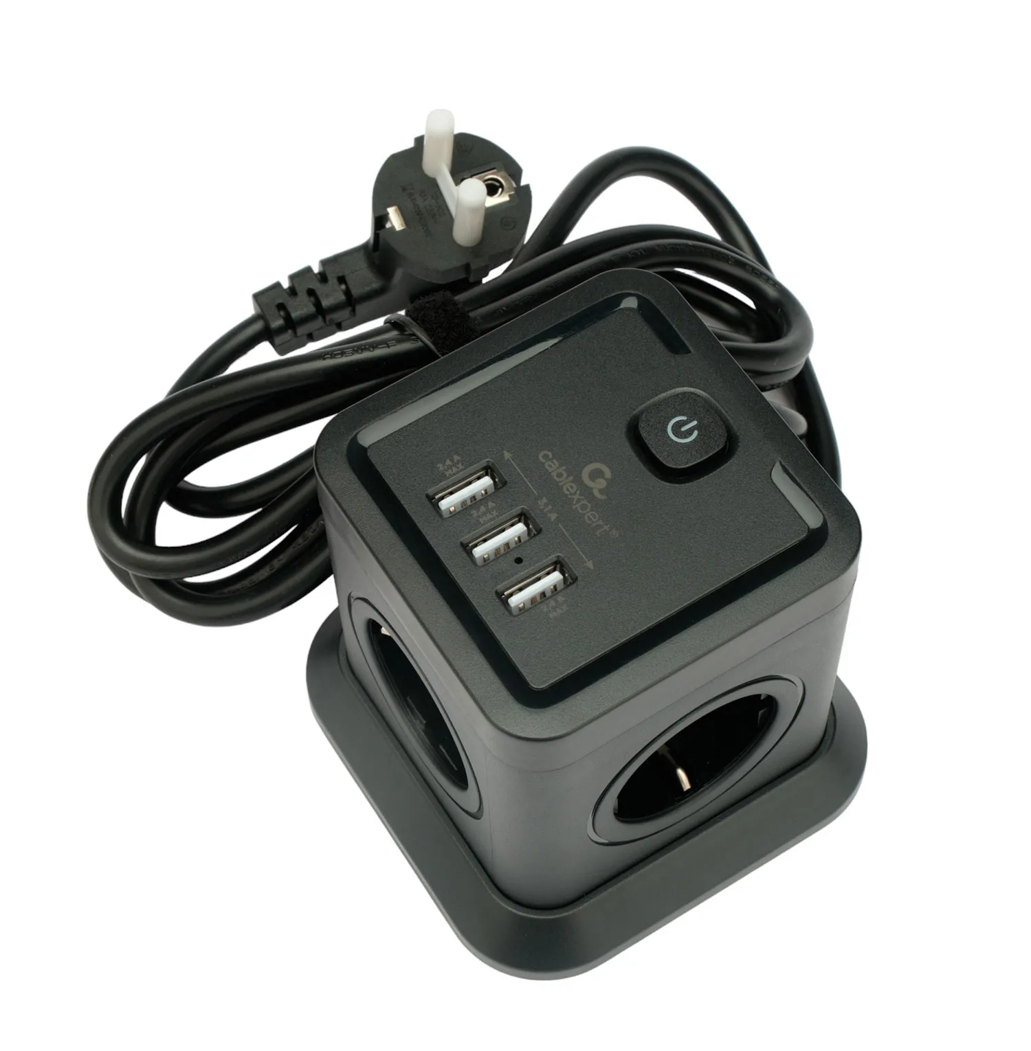 Сетевой фильтр с USB Cablexpert Tower TWR-4-U3-B-2