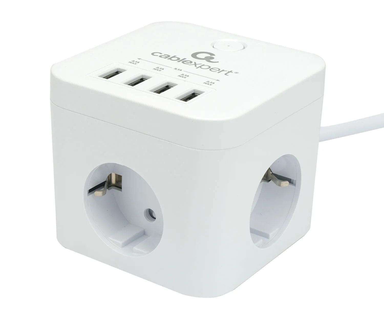 Сетевой фильтр с USB Cablexpert CUBE-3-U4-W-1.5
