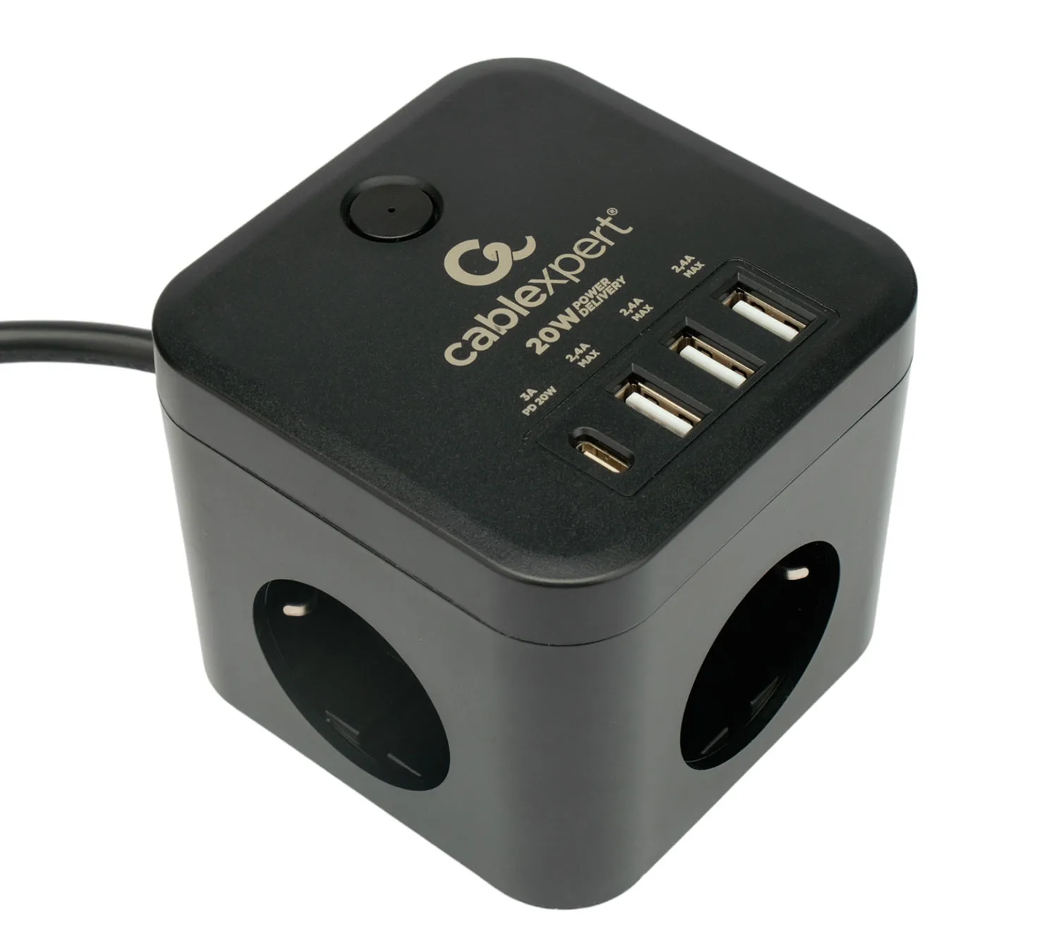 Сетевой фильтр с USB Cablexpert CUBE-3-CU3-B-1.5