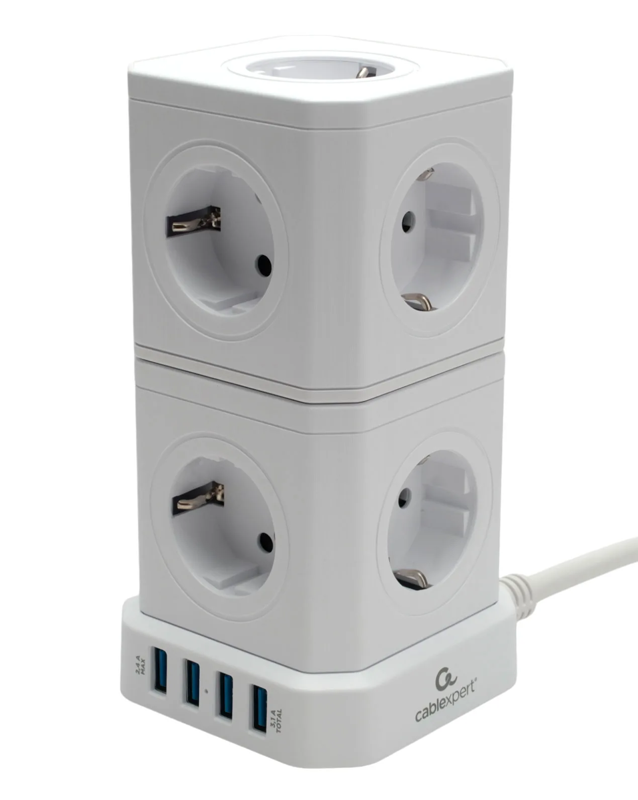 Сетевой фильтр с USB Cablexpert TWR-9-U4-W-2