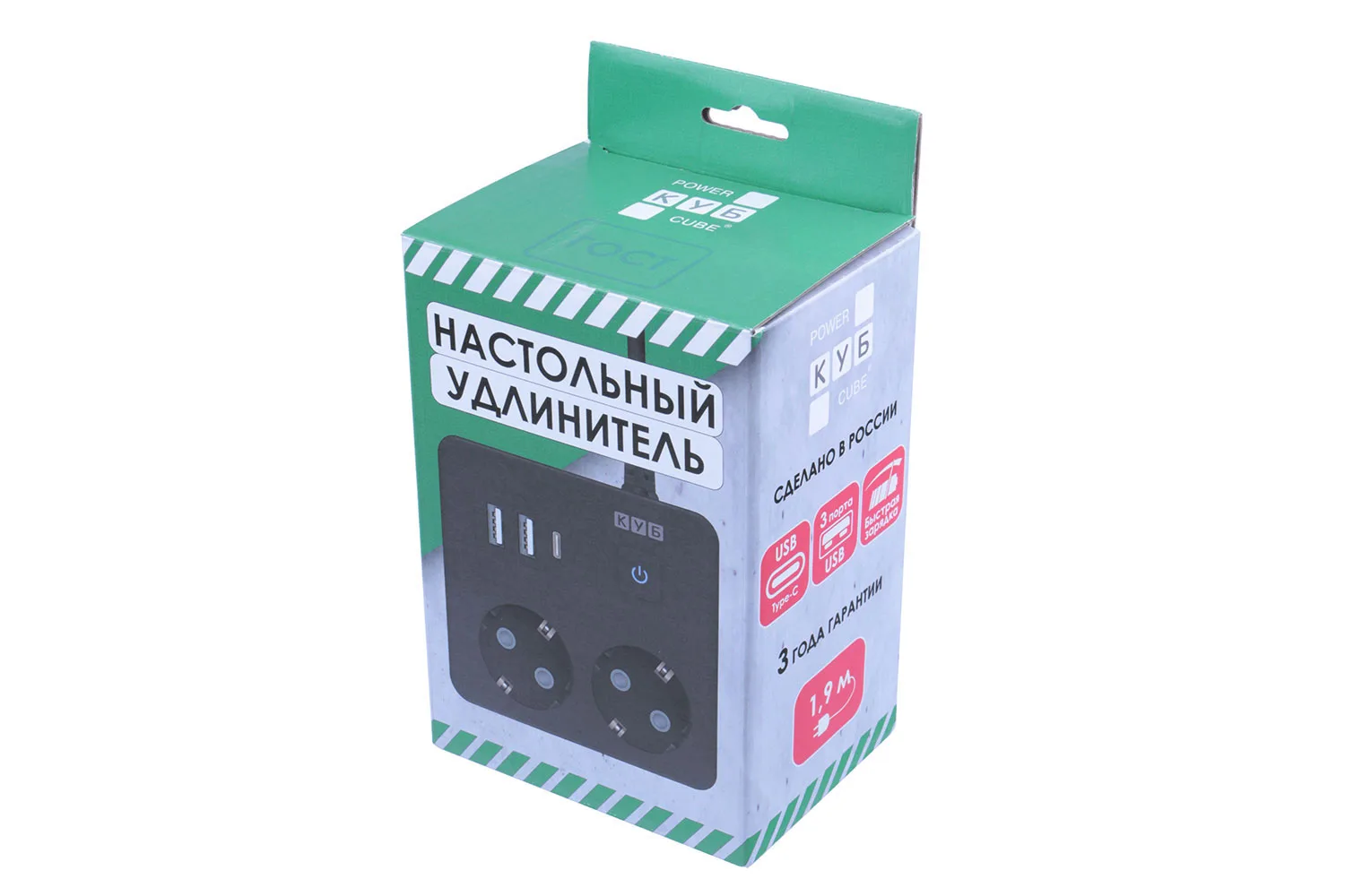 Сетевой удлинитель с USB КУБ PC-1B-2M