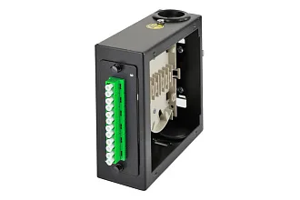 Планка Eurolan Q-SLOT, OS2, 6 х LC, Duplex, для слотовых панелей, цвет адаптеров: зеленый , монтажные шнуры, APC, КДЗС, цвет: чёрный