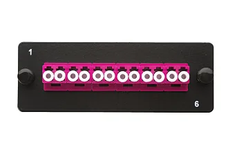Планка Eurolan Q-SLOT, OM4 50/125, 6 х LC, Duplex, для слотовых панелей, адаптер: пурпурный , цвет: чёрный 38m-40-2l-01-06bl