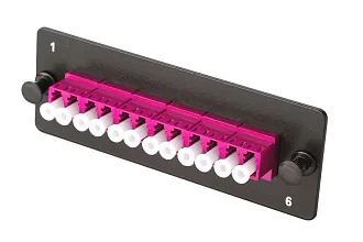Планка Eurolan Q-SLOT, OM4 50/125, 6 х LC, Duplex, для слотовых панелей, адаптер: пурпурный , цвет: чёрный