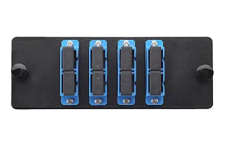 Планка Eurolan Q-SLOT, OS2, 4 х SC, Duplex, предустановлено 4, для слотовых панелей, цвет адаптеров: синий, цвет: чёрный 38m-s2-2s-01-04bl