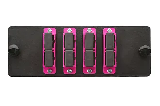 Планка Eurolan Q-SLOT, OM4 50/125, 4 х SC, Duplex, предустановлено 4, для слотовых панелей, цвет адаптеров: пурпурный, цвет: чёрный 38m-40-2s-01-04bl