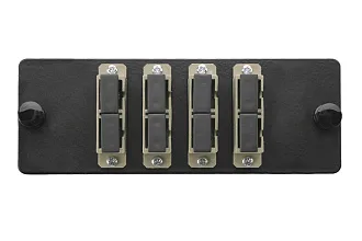 Планка Eurolan Q-SLOT, OM2 50/125, 4 х SC, Duplex, предустановлено 4, для слотовых панелей, цвет адаптеров: серый, цвет: чёрный 38m-20-2s-01-04bl