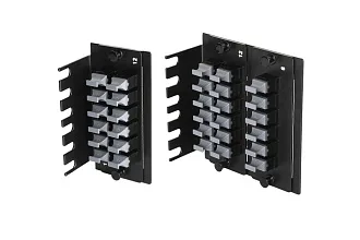 Планка Eurolan Q-SLOT, OM2/OM3/OM4/OM5/OS2, 12 х MTP, для слотовых панелей, KeyUP/KeyDOWN, цвет: чёрный