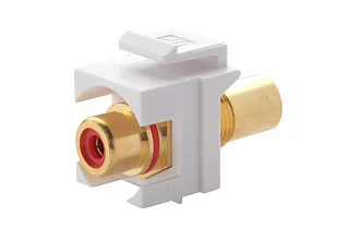 Модуль розеточный Eurolan, keystone, 1хRCA, цвет: белый, красный порт, (16B-RC-05WT)