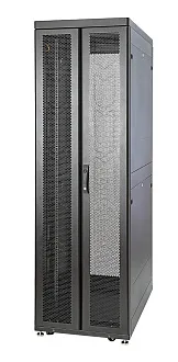 Шкаф серверный напольный Eurolan Rackcenter D9000, IP20, 48U, 2320х600х1200 мм (ВхШхГ), дверь: перфорация, задняя дверь: двойная распашная, перфорация, боковая панель: сплошная, 2 части, собранный, цвет: чёрный, (60F-48-6C-94BL)