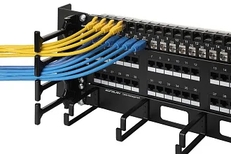 Организатор коммутационных шнуров Eurolan, 19", 4HU, 177х26х108,2 мм (ВхШхГ), вертикальный, для кабелей, цвет: чёрный