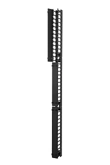 Организатор коммутационных шнуров Eurolan, 19", 48HU, 2043х84,3х129 мм (ВхШхГ), вертикальный, для шкафов 750 мм, цвет: чёрный, (с крышкой)