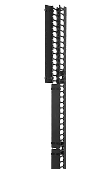 Организатор коммутационных шнуров Eurolan, 19", 48HU, 2043х84,3х129 мм (ВхШхГ), вертикальный, для шкафов 750 мм, цвет: чёрный, (с крышкой)