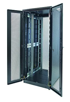Дверь (к шкафу) Eurolan S3000, 22U, 800 мм Ш, двойная, перфорация, цвет: чёрный 60b-22-85-31bl