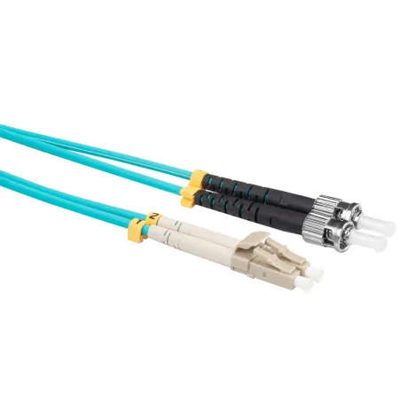 Шнур оптический коммутационный (патч-корд), LC-ST, дуплекс (duplex) OM3, нг(А)-HF, бирюзовый, 1,5 м