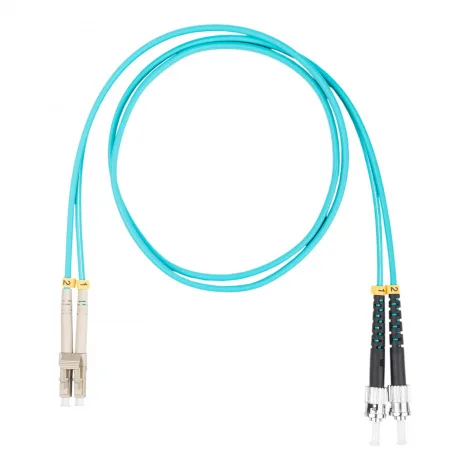 Шнур оптический коммутационный (патч-корд), LC-ST, дуплекс (duplex) OM3, нг(А)-HF, бирюзовый, 15 м
