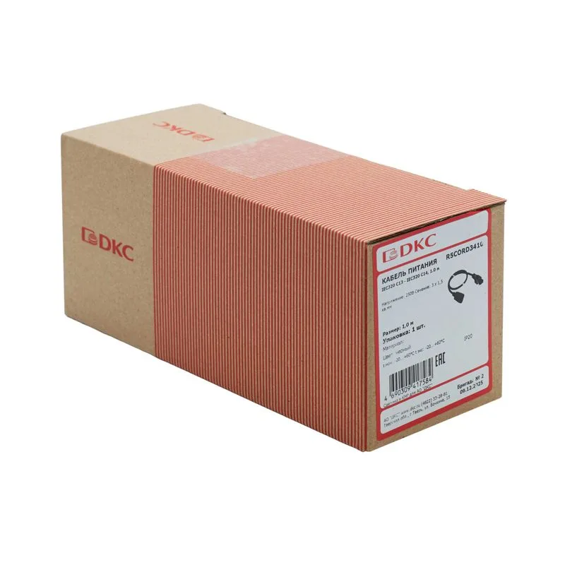 Кабель питания IEC320 C13 - IEC320 C14 1.0 м сечение 3х1.5кв.мм DKC R5CORD3410