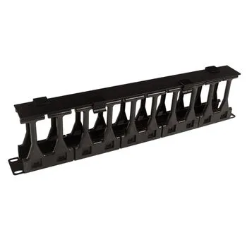 Cabeus JB08-1U-PL-BK Кабельный органайзер горизонтальный 19" 1U, пластиковые пальцы, металлический, цвет черный (RAL9004)