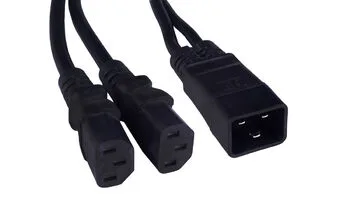 Cabeus PC-IEC20-2xIEC13-1.5-0.3M Кабель питания (C20 - 2xC13) (3x1.5), черный, 0.3 м