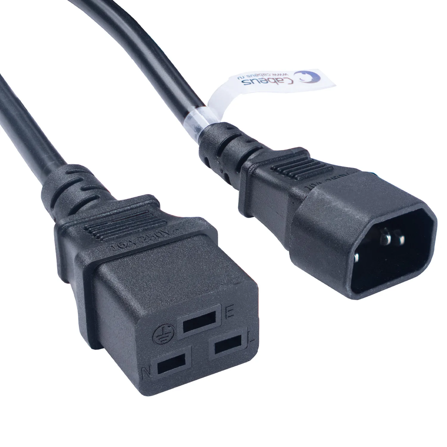 Cabeus PC-IEC19-IEC14-1.8M Кабель питания C19 - C14 (3x1.5), 16A, прямая вилка, 1.8м