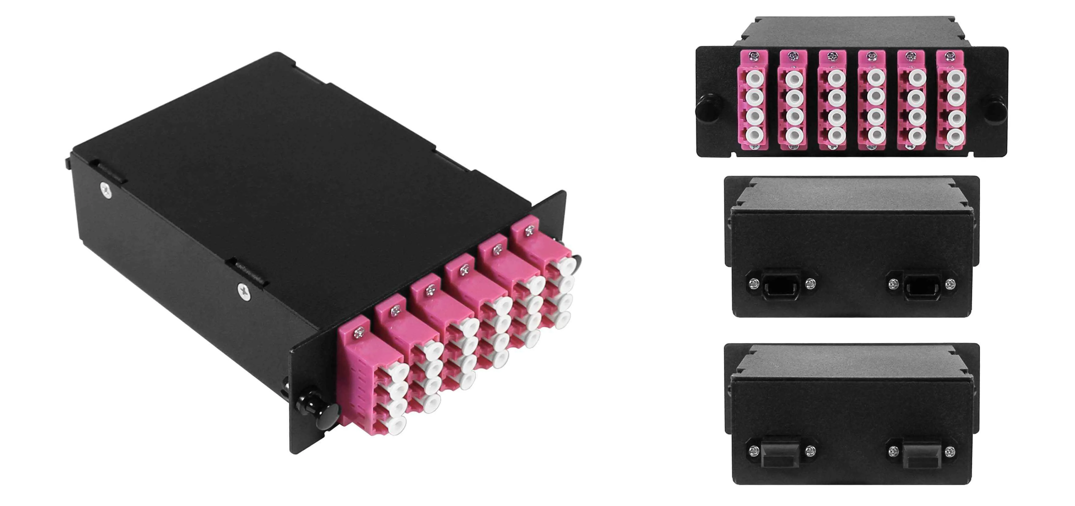 Cabeus FO-4K-6QLC/U-2MPO/U(m)-MM504-BK-T Оптическая кассета в сборе, розетки LC/MM-quad - 6шт. - MPO/UPC - 2шт., гидра MPO/UPC male - 12LC/UPC - 2шт., MM50(ОМ4), черная