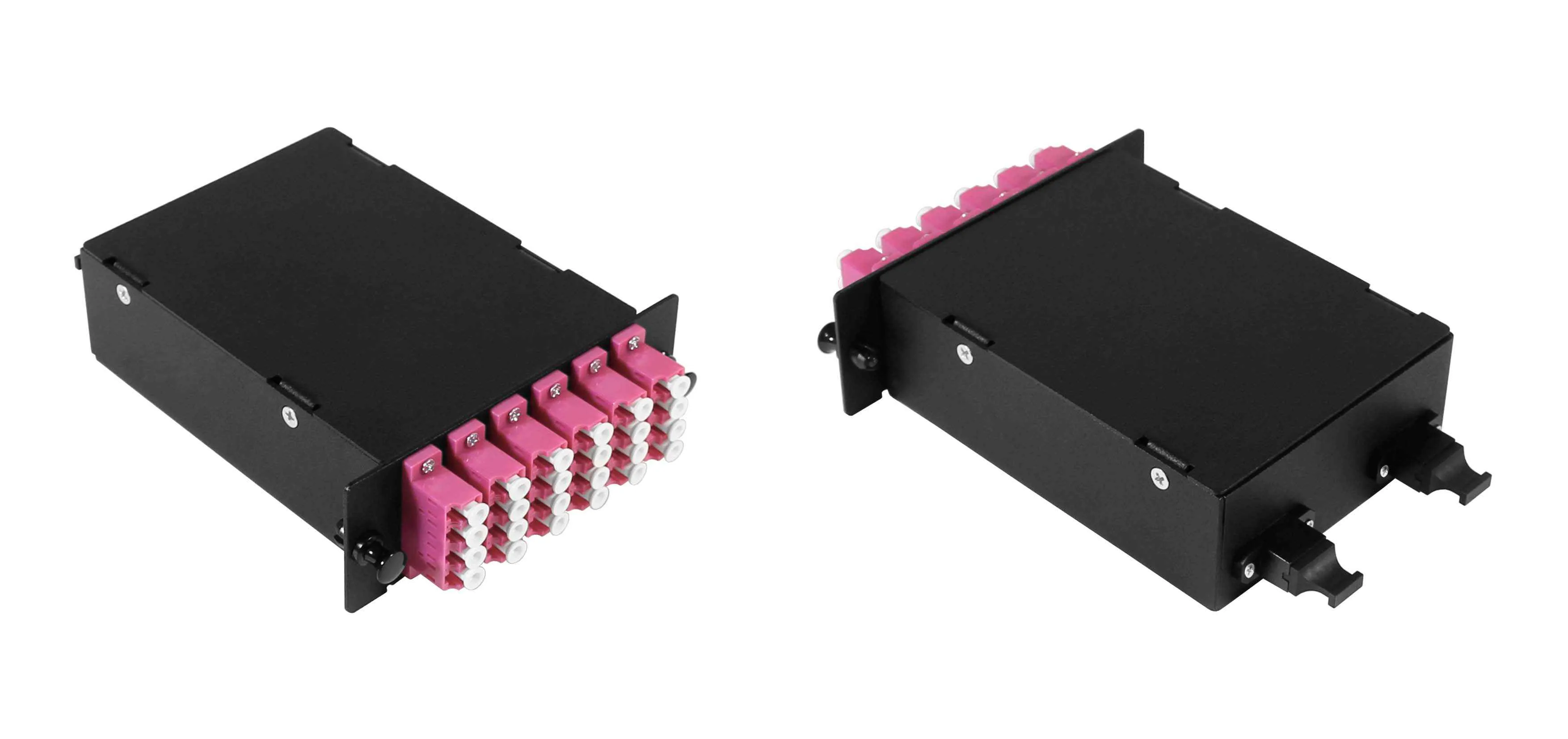 Cabeus FO-4K-6QLC/U-2MPO/U(m)-MM504-BK-T Оптическая кассета в сборе, розетки LC/MM-quad - 6шт. - MPO/UPC - 2шт., гидра MPO/UPC male - 12LC/UPC - 2шт., MM50(ОМ4), черная