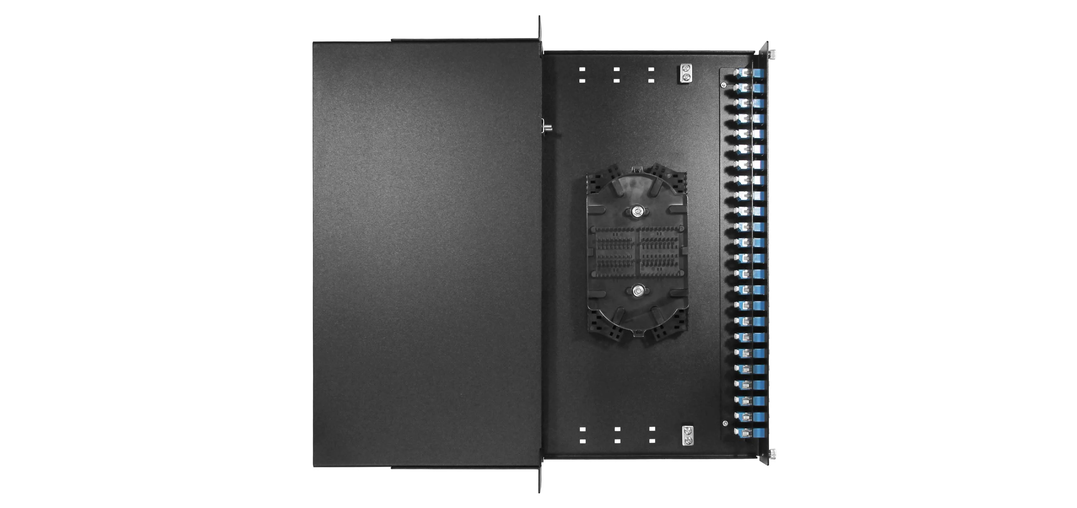 Cabeus ODF-19-24SC-S-BK-T Кросс оптический стоечный, 19, до 24 портов LC-Duplex, сплошная панель, черный