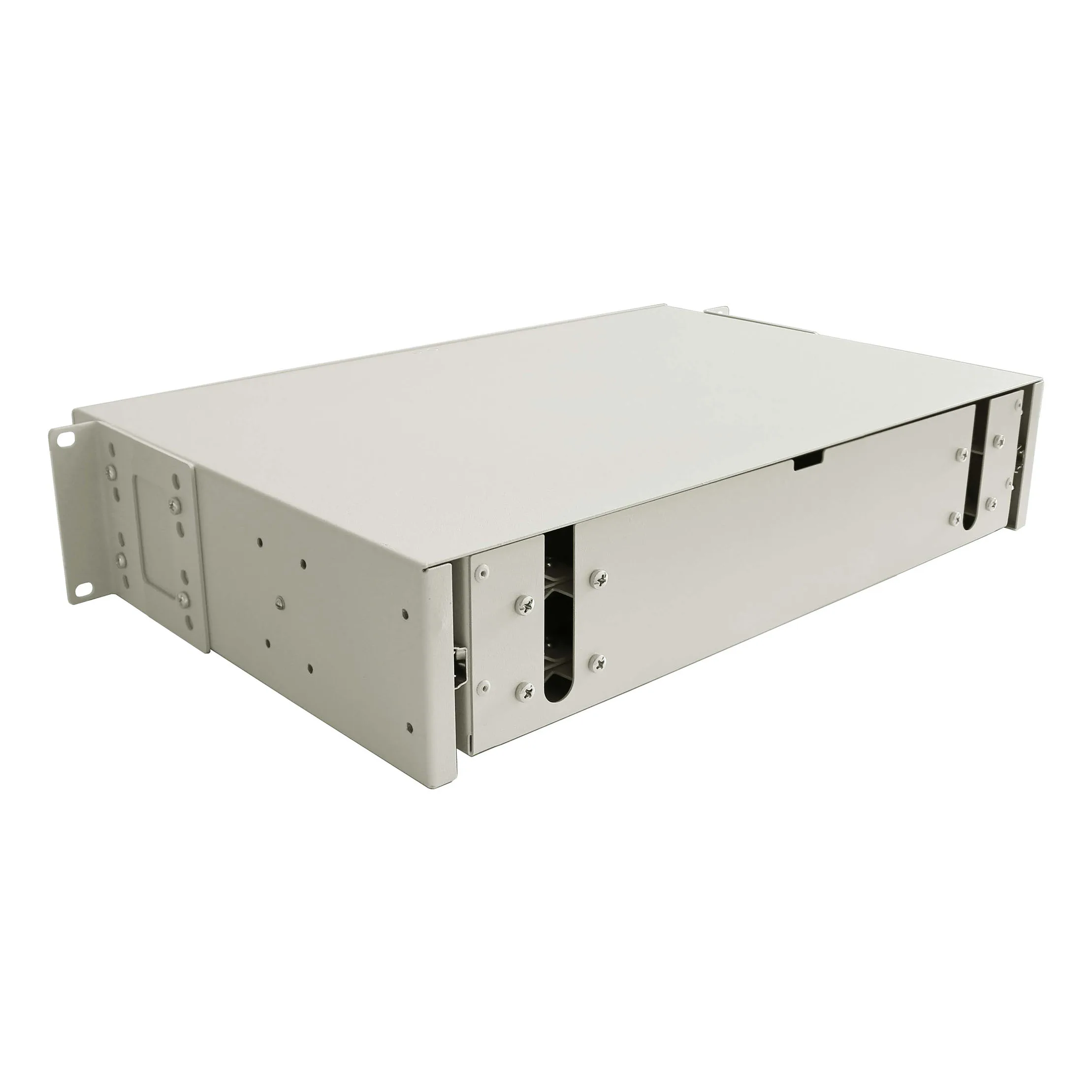 Cabeus ODF-19-48SC-K-T Кросс оптический стоечный выдвижной, с замком, 19, до 48 портов SC(DLC), сплошная панель, серый