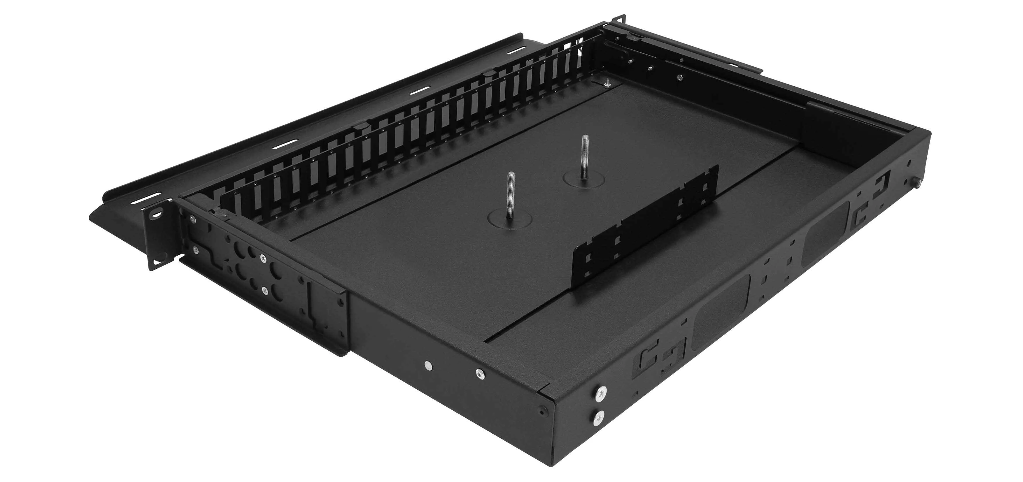 Cabeus ODF-19-24DSC-S-BK-T Кросс оптический стоечный выдвижной, 19, до 24 портов QLC(DSC), сплошная панель, (без кассет), черный