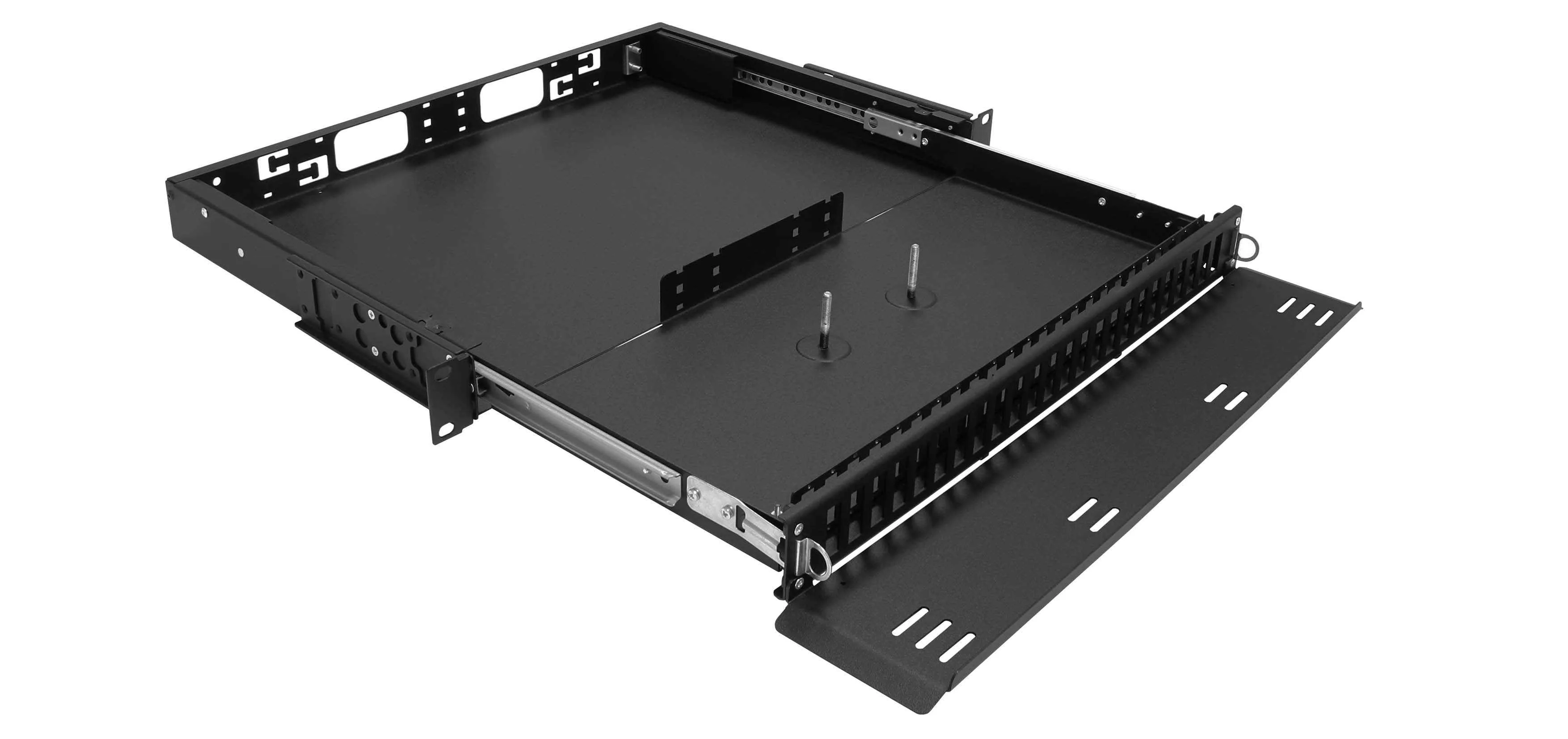 Cabeus ODF-19-24DSC-S-BK-T Кросс оптический стоечный выдвижной, 19, до 24 портов QLC(DSC), сплошная панель, (без кассет), черный