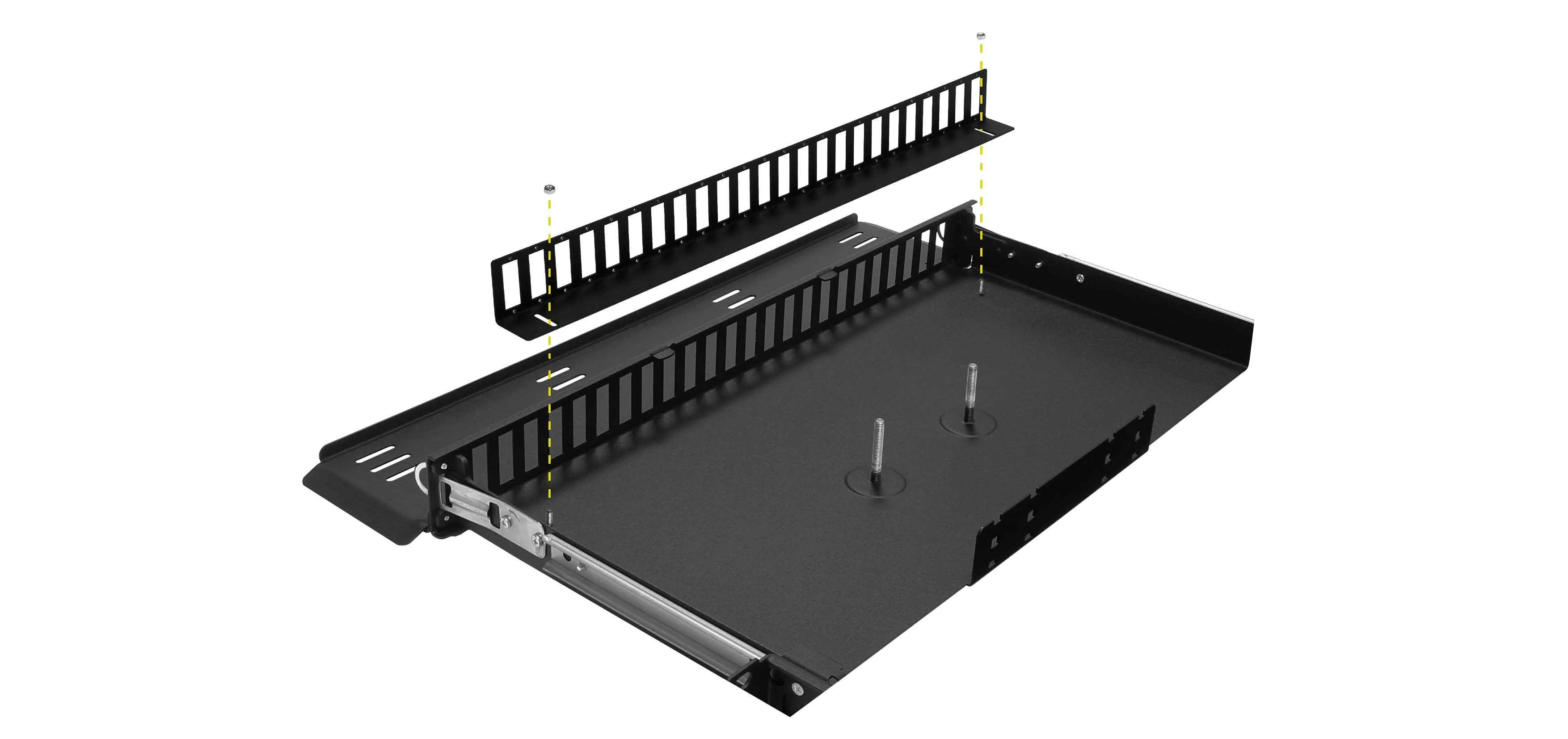 Cabeus ODF-19-24DSC-S-BK-T Кросс оптический стоечный выдвижной, 19, до 24 портов QLC(DSC), сплошная панель, (без кассет), черный