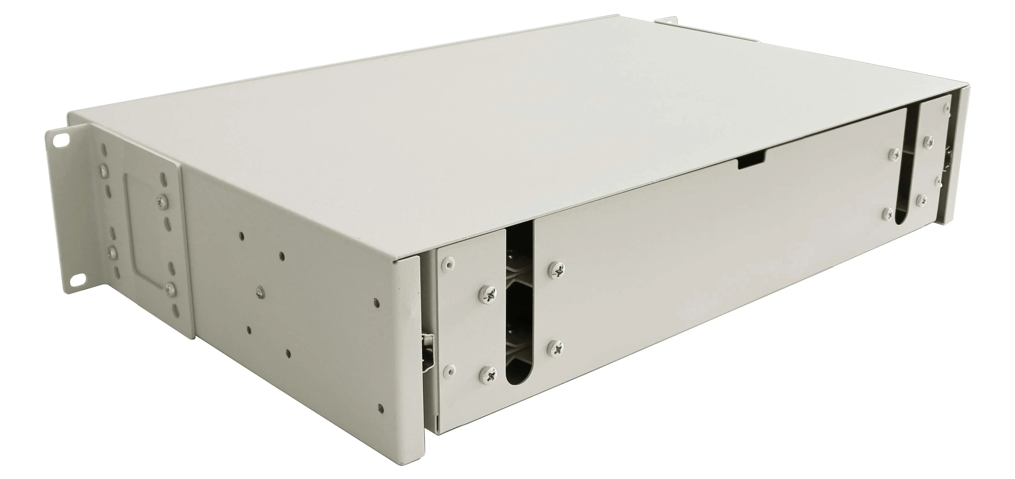Cabeus ODF-19-4FP-32FC/ST/SC-K-T Кросс оптический стоечный выдвижной, с замком, 19, до 32 портов, серый