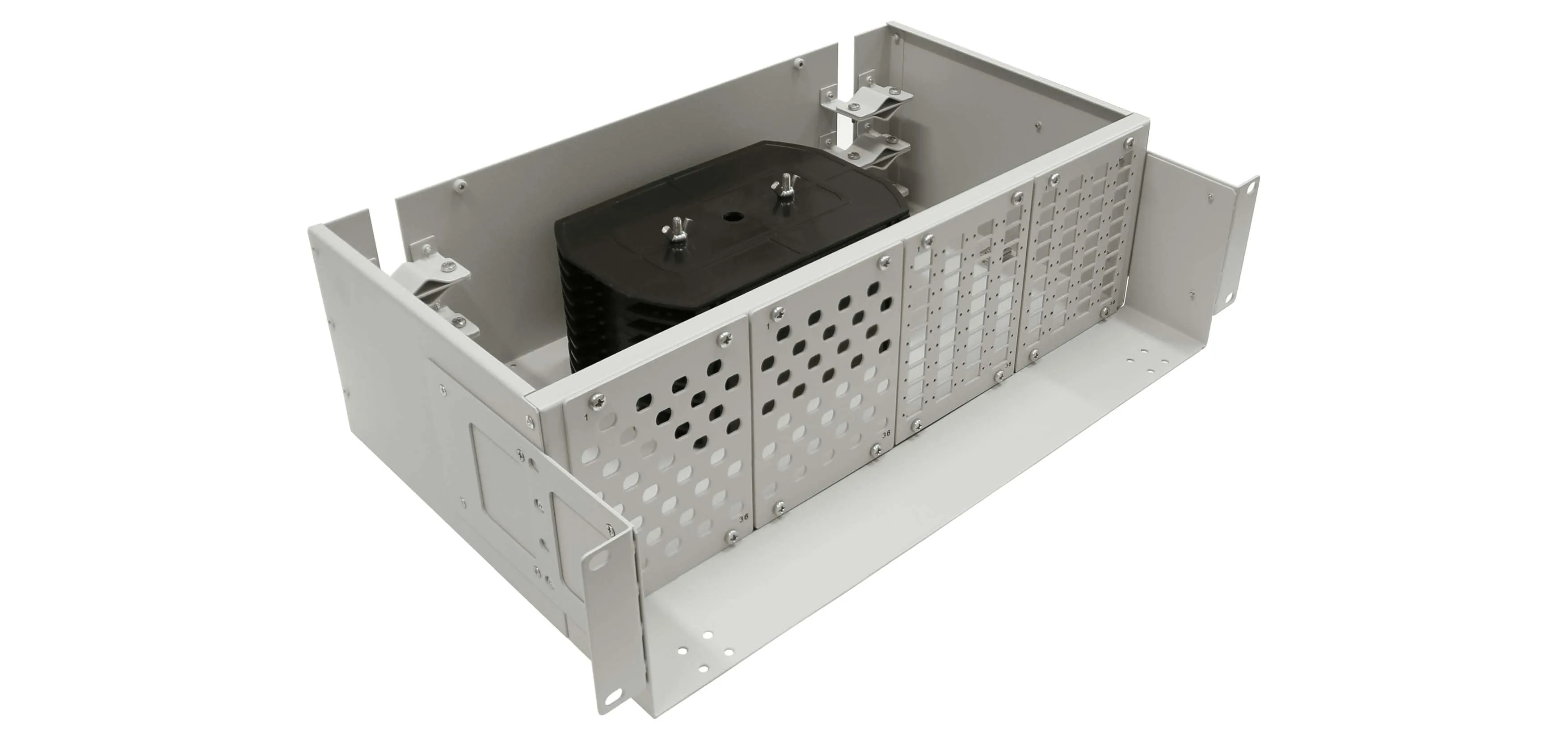 Cabeus FO-19-4FP-144FC/ST/SC-S-T Кросс оптический стоечный, 19, до 144 портов, серый