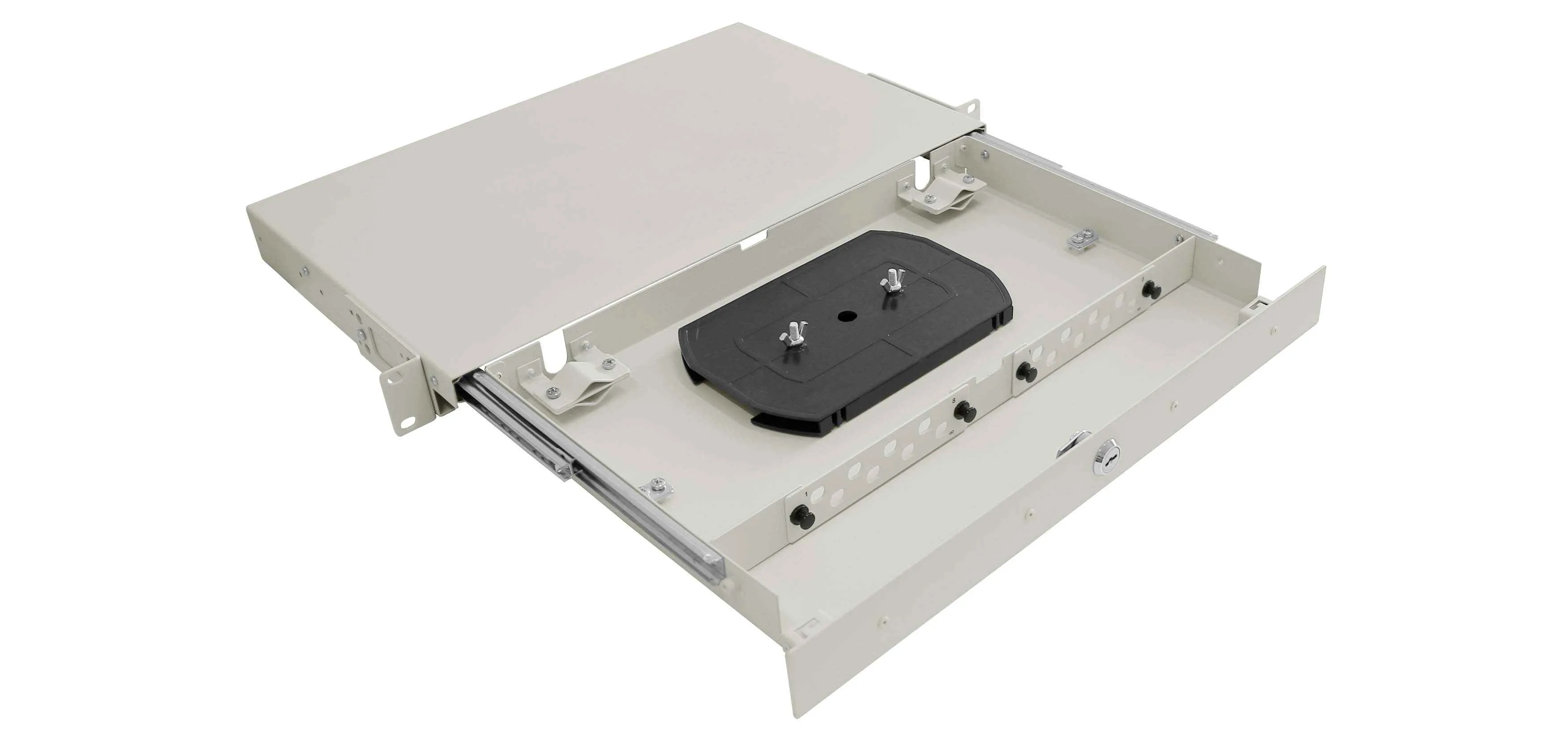 Cabeus ODF-19-2FP-16FC/ST/SC-K-GY-T Кросс оптический стоечный выдвижной, с замком, 19, до 16 портов, серый