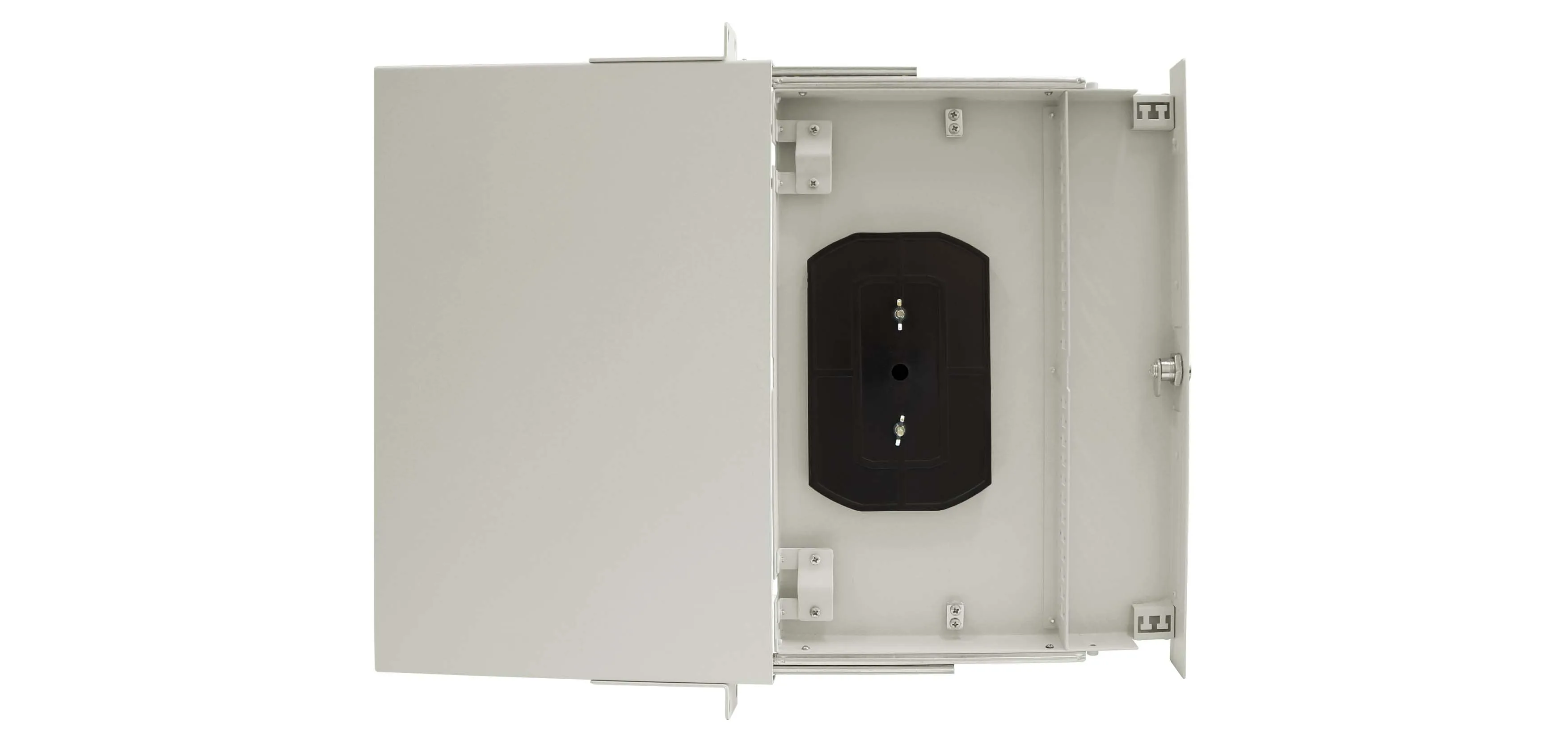 Cabeus ODF-19-24SC-K-GY-T Кросс оптический стоечный выдвижной, с замком, 19, до 24 портов SC(DLC), сплошная панель, серый