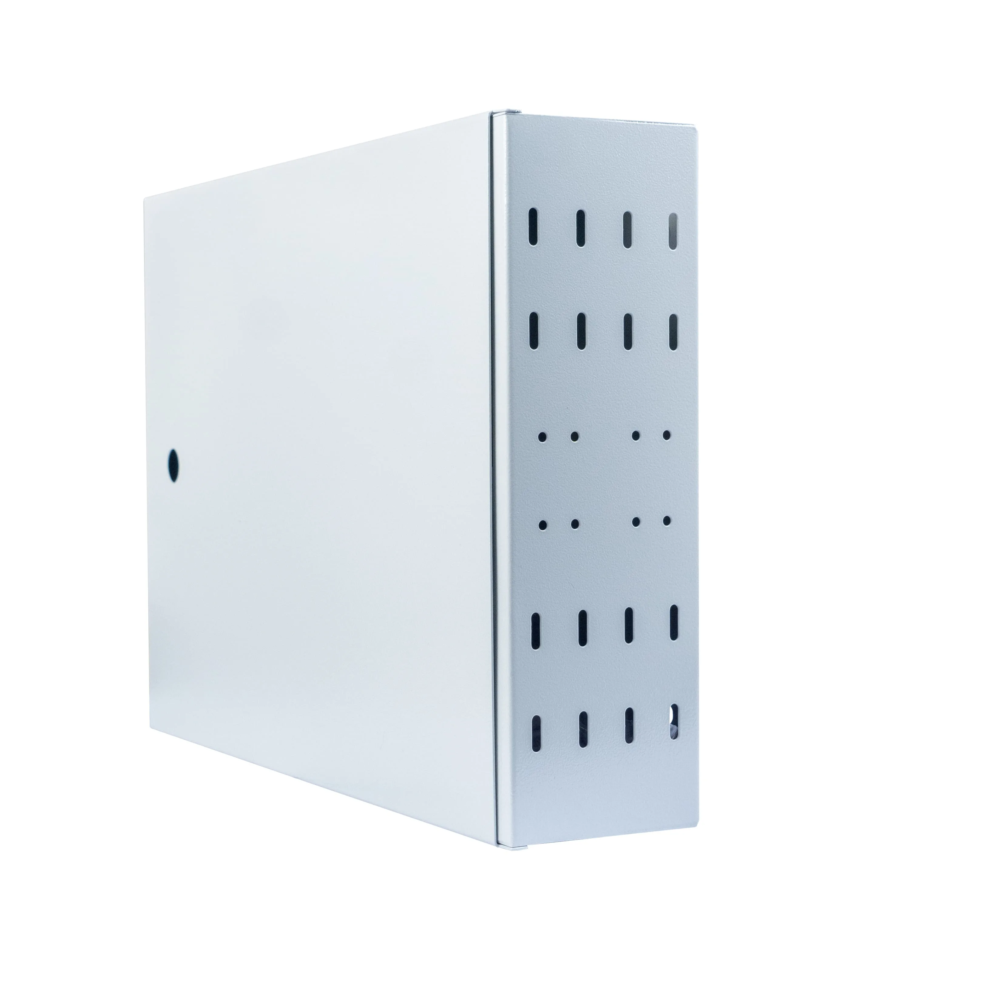 Cabeus FO-WL-24/32-SC/2LC/FC/ST-FP-K Кросс оптический настенный частично укомплектованный 24/32 порта SC/LC duplex/FC/ST (Планка SC/2LC-4 шт, планка FC/ST-4шт, планка-заглушка-1шт, сплайс-кассета-2шт, крышка для ску -1шт) серый RAL 7035